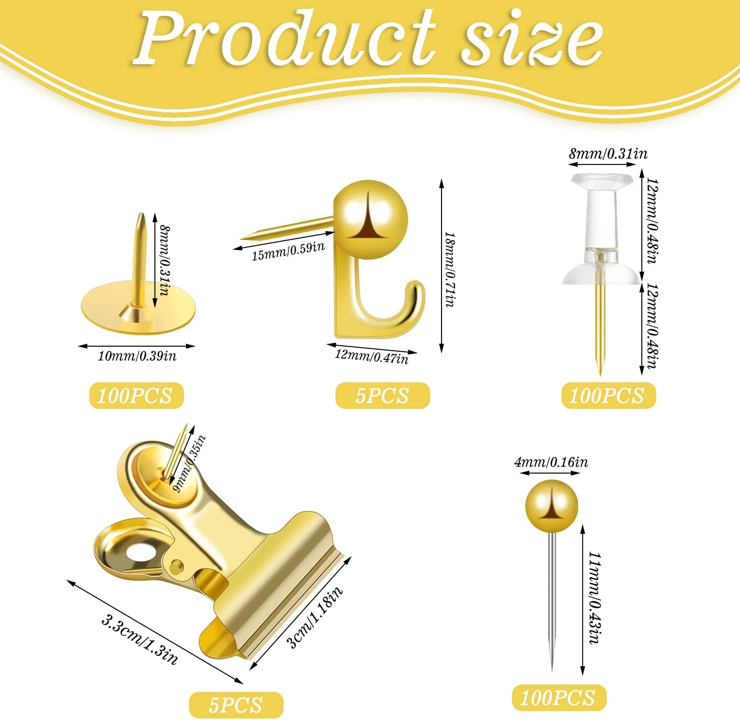 310pcs Push Pins Set Binder Pa - огляд і ціна Binder Clip Assorted